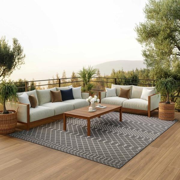 Nourison Positano Charcoal Indoo/Outdoor Moroccan Rug POS02 Home