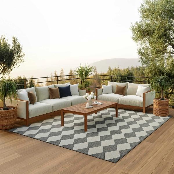 Nourison Positano Charcoal Indoor/Outdoor Geometric Rug POS04 Home