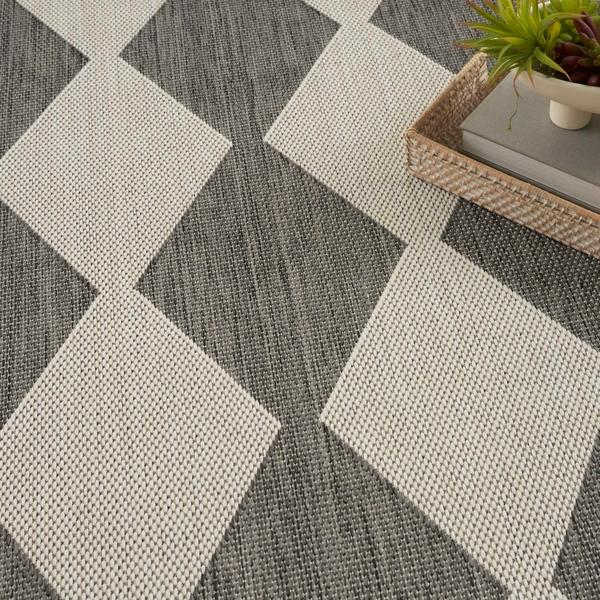 Nourison Positano Charcoal Indoor/Outdoor Geometric Rug POS04 Home