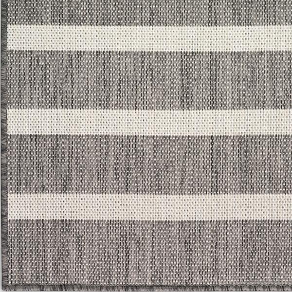 Nourison Positano Charcoal Ivory Indoor/Outdoor Striped Rug POS03 Home