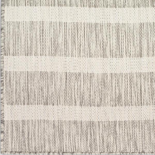 Nourison Positano Grey Ivory Indoor/Outdoor Striped Rug POS03 Home