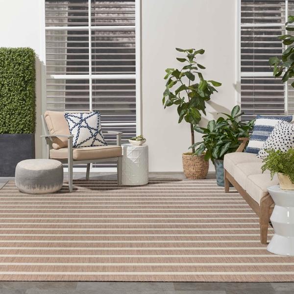 nourison Positano Jute Ivory Indoor/Outdoor Striped Rug POS03 Home