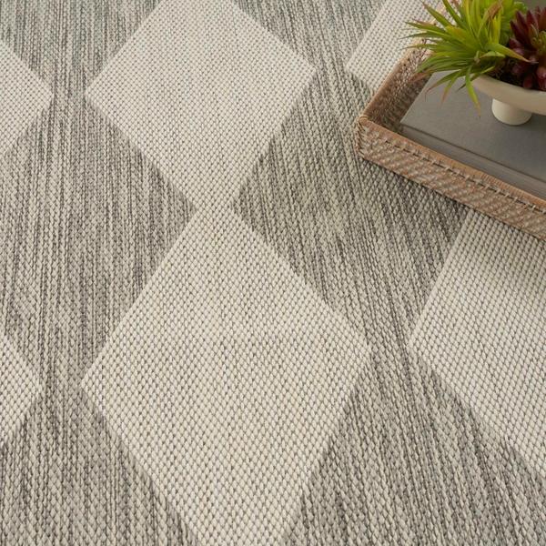 Nourison Positano Light Grey Indoor/Outdoor Geometric Rug POS04 Home