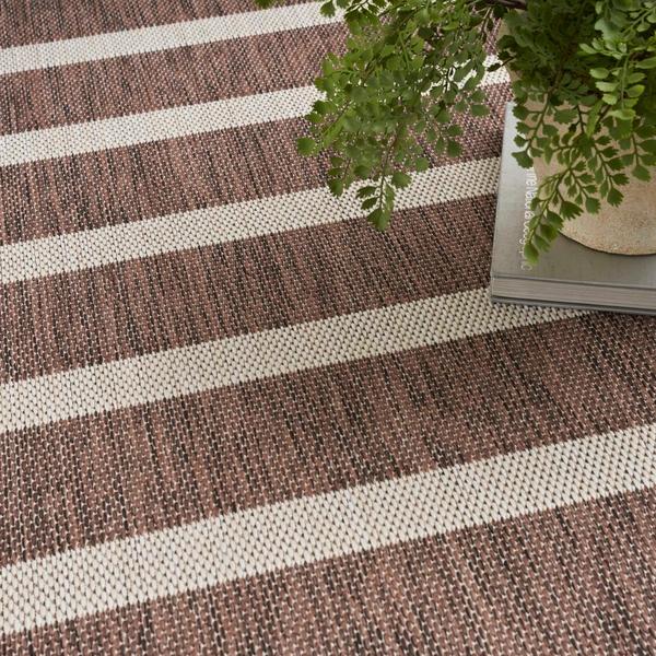 Nourison Positano Natural Ivory Indoor/Outdoor Striped Rug POS03 Home