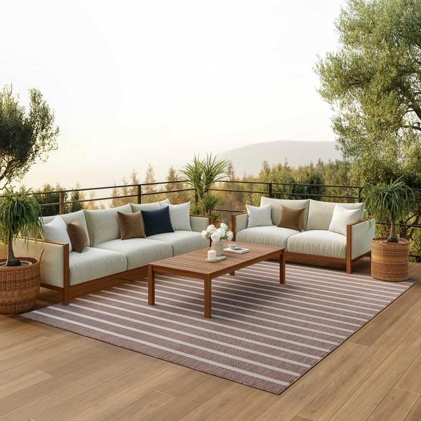 nourison Positano Natural Ivory Indoor/Outdoor Striped Rug POS03 Home