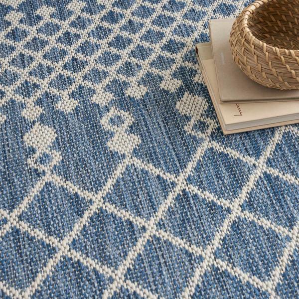 Nourison Positano Navy Blue Indoo/Outdoor Moroccan Rug POS02 Home