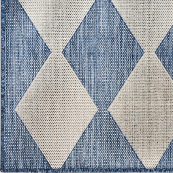 nourison Positano Navy Blue Indoor/Outdoor Geometric Rug POS04 Home