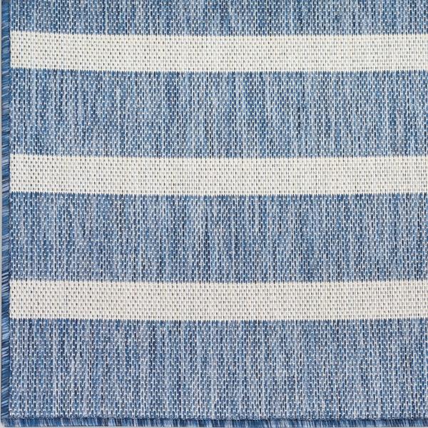 Nourison Positano Navy Ivory Indoor/Outdoor Striped Rug POS03 Home