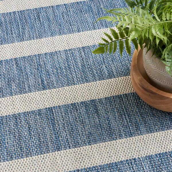 Nourison Positano Navy Ivory Indoor/Outdoor Striped Rug POS03 Home