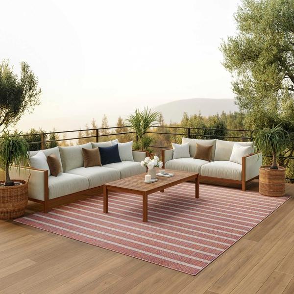 nourison Positano Rainbow Ivory Indoor/Outdoor Striped Rug POS03 Home
