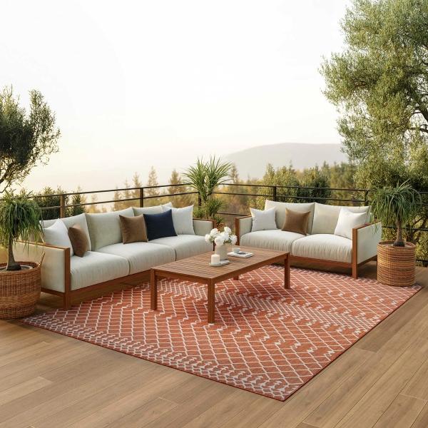 Nourison Positano Terracotta Indoo/Outdoor Moroccan Rug POS02 Home