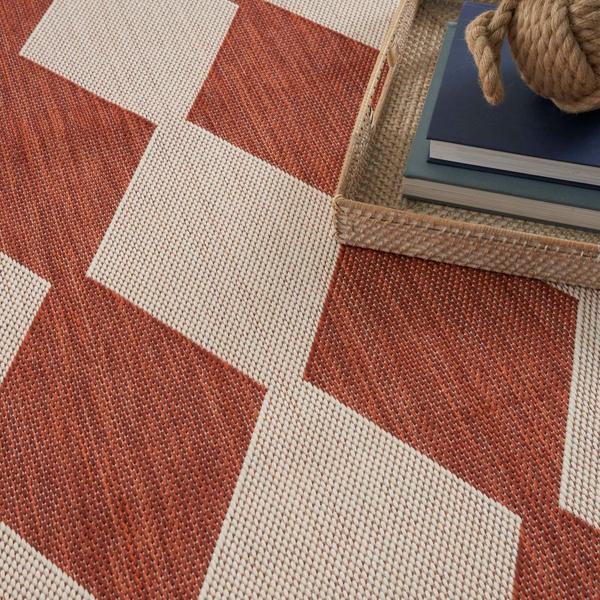 Nourison Positano Terracotta Indoor/Outdoor Geometric Rug POS04 Home