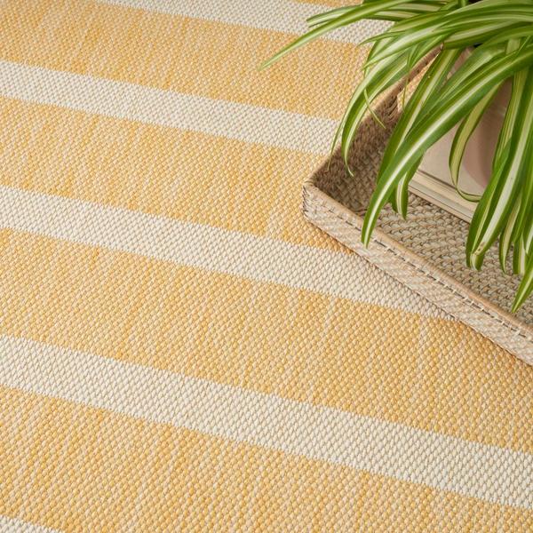 Nourison Positano Yellow Ivory Indoor/Outdoor Striped Rug POS03