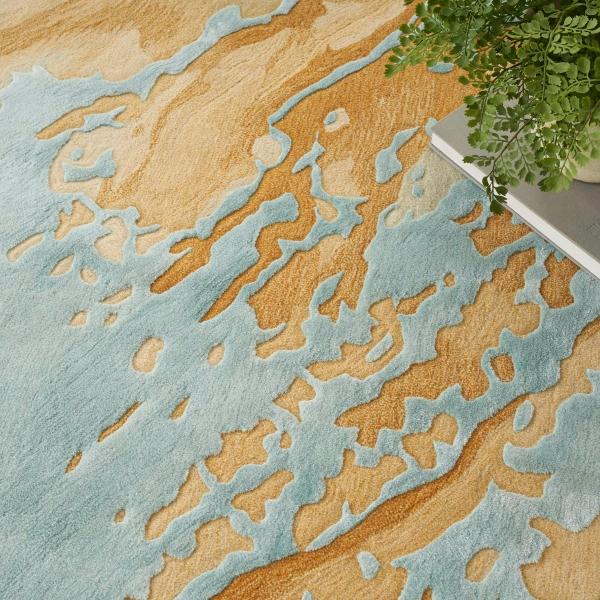 Nourison Prismatic Abstract Blue/Gold Rug PRS36 Home