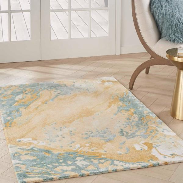 Nourison Prismatic Abstract Blue/Gold Rug PRS36 Home
