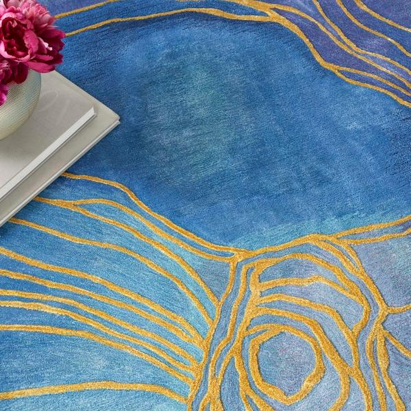 Nourison Prismatic Abstract Floral Blue/Purple Rug PRS32 Home
