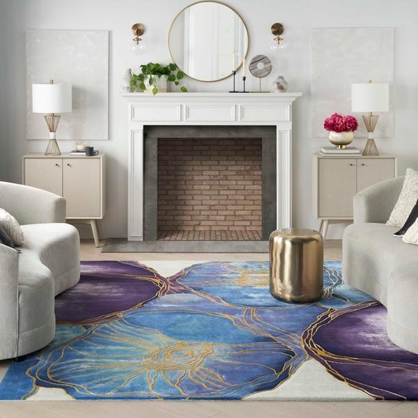nourison Prismatic Abstract Floral Blue/Purple Rug PRS32 Home