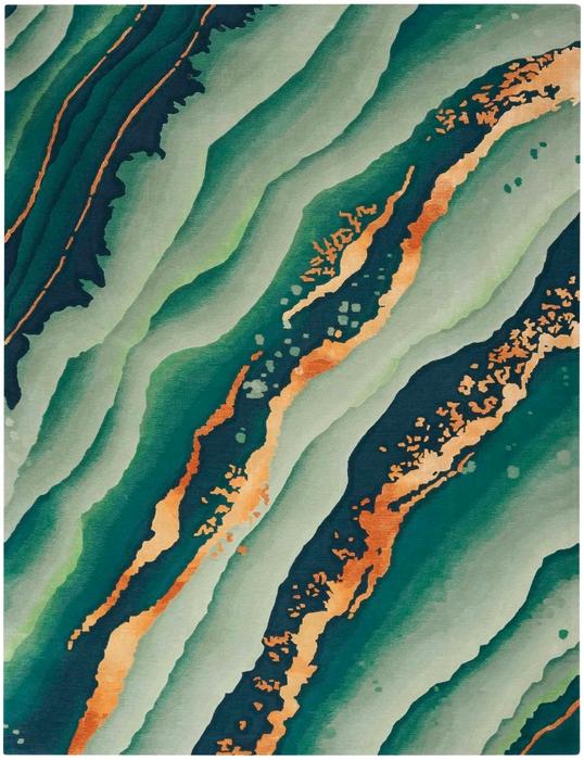 Nourison Prismatic Abstract Green Handmade Wool Rug Home