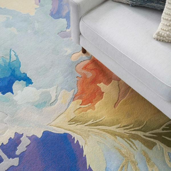 Nourison Prismatic Blue Multicolor Indoor Only Abstract Rug PRS37 Home