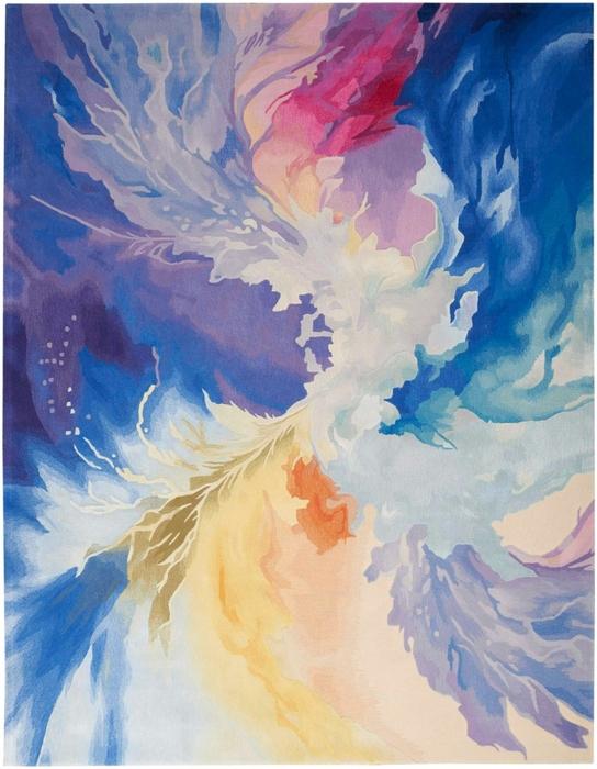 Nourison Prismatic Blue Multicolor Indoor Only Abstract Rug PRS37 Home