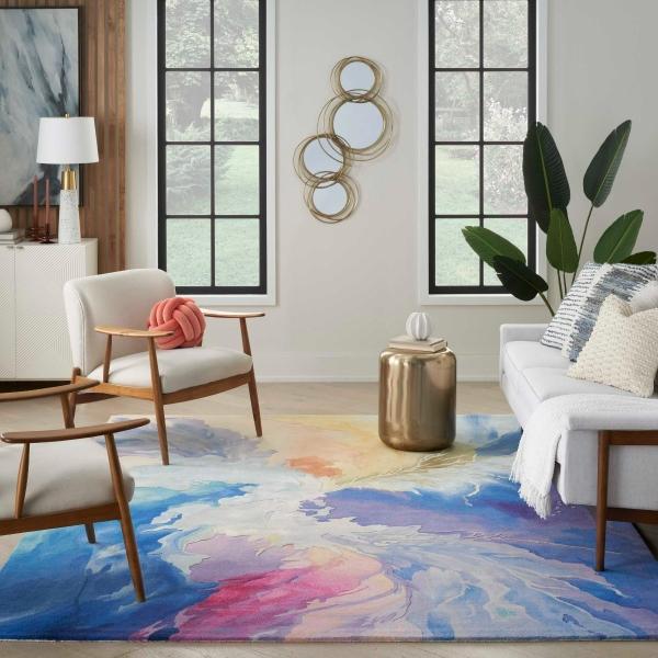 nourison Prismatic Blue Multicolor Indoor only Abstract Rug PRS37 Home