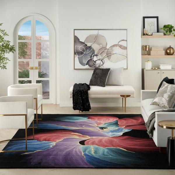 nourison Prismatic Modern Abstract Black Rug PRS34 Home