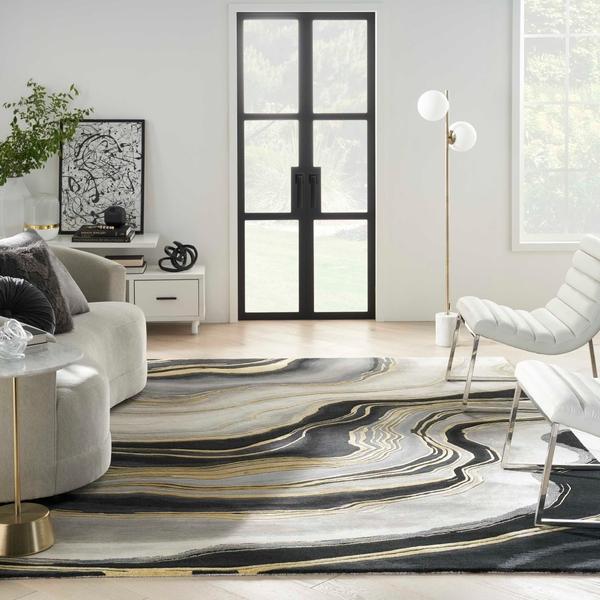 nourison Prismatic PRS31 Modern Abstract Grey Rug Home