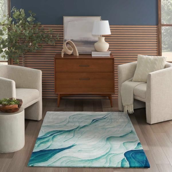 Nourison Prismatic Silver Green Indoor Only Abstract Rug PRS42