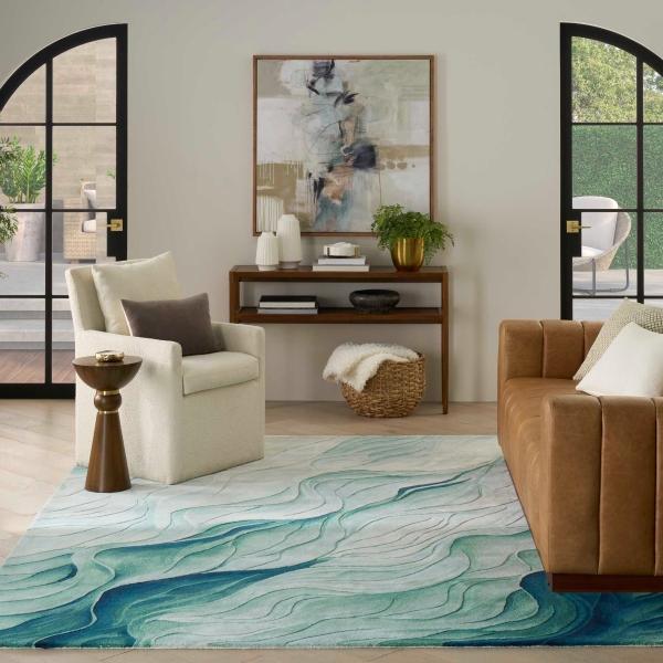 nourison Prismatic Silver Green Indoor only Abstract Rug PRS42