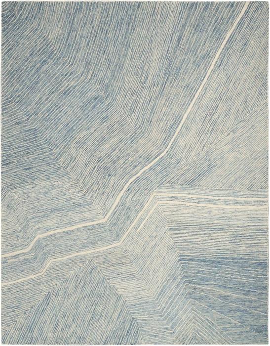 Nourison Pure Angles Ivory Blue Indoor Only Abstract Rug ANG01