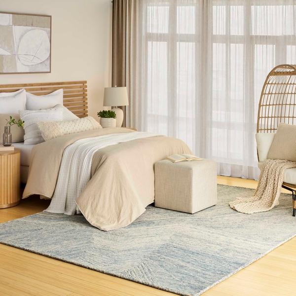 Nourison Pure Angles Ivory Blue Indoor Only Abstract Rug ANG01