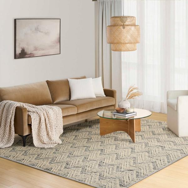 Nourison Pure Purl Denim Ivory Indoor Only Geometric Rug PUU01