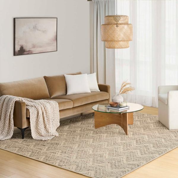 Nourison Pure Purl Grey Ivory Indoor Only Geometric Rug PUU01