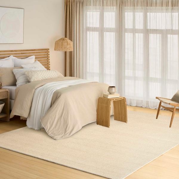 Nourison Pure Rows Ivory Beige Indoor Only Geometric Rug ROW01