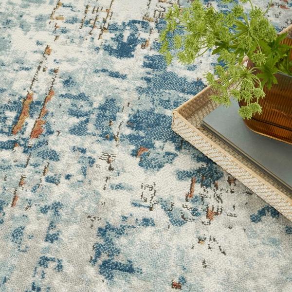 Nourison Quarry Beige Blue Rust Indoor Only Abstract Rug QUA01 Home