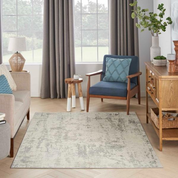 Nourison Quarry Cream Grey Indoor Only Abstract Rug QUA01 Home