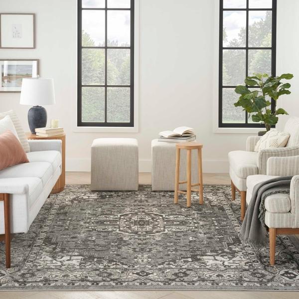 Nourison Quarry Grey Indoor Only Persian Rug QUA05 Home