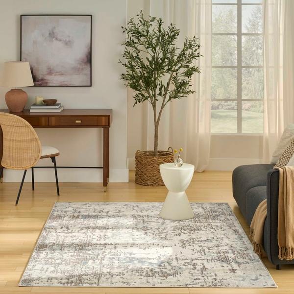 Nourison Quarry Ivory Beige Indoor Only Abstract Rug QUA17