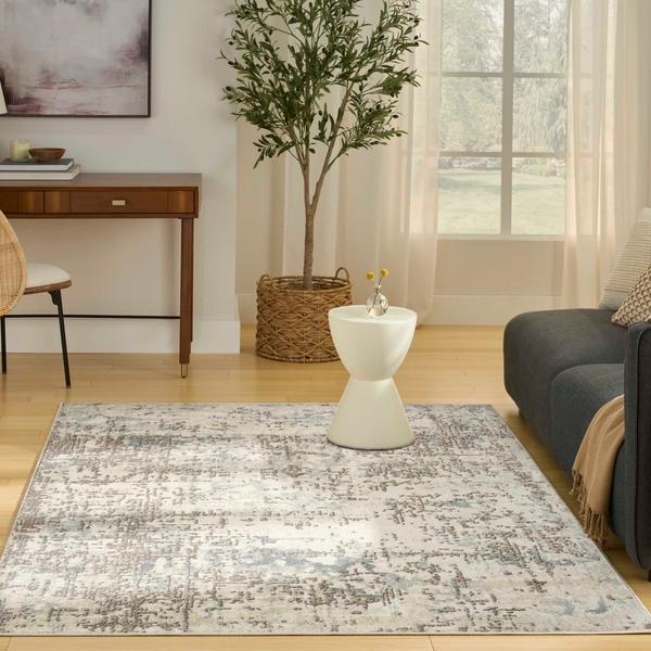 Nourison Quarry Ivory Beige Indoor Only Abstract Rug QUA17