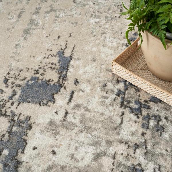 Nourison Quarry Ivory Blue Grey Indoor Only Abstract Rug QUA01