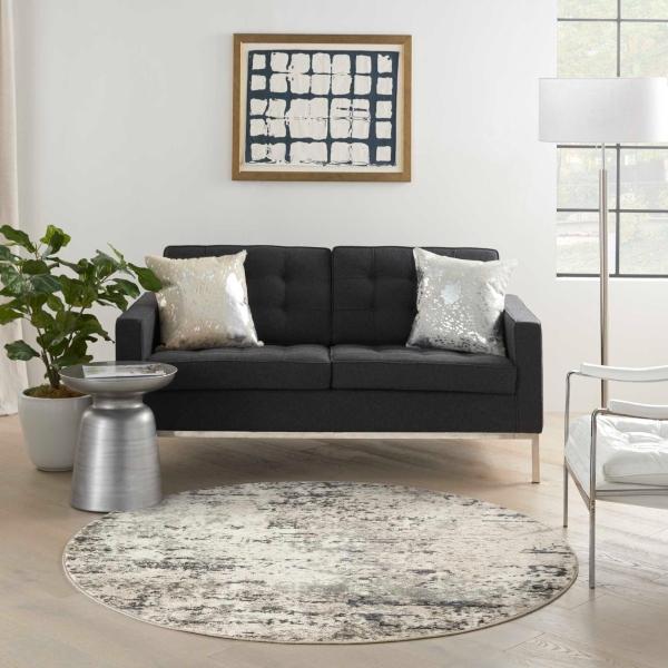 Nourison Quarry Ivory Blue Grey Indoor Only Abstract Rug QUA01