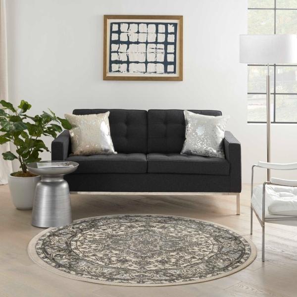 Nourison Quarry Ivory Blue Indoor Only Abstract Rug QUA05