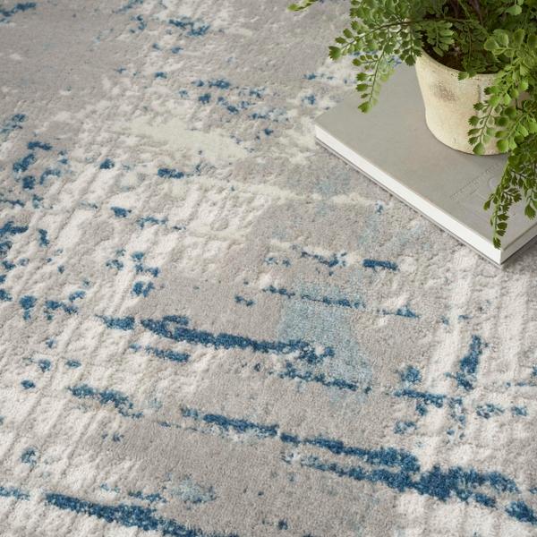 Nourison Quarry Ivory Grey Blue Indoor Only Abstract Rug QUA01 Home