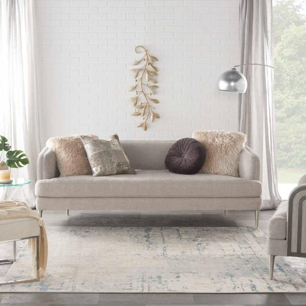 Nourison Quarry Ivory Grey Blue Indoor Only Abstract Rug QUA01 Home