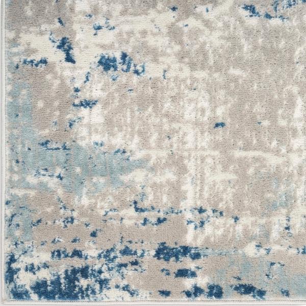 nourison Quarry Ivory Grey Blue Indoor only Abstract Rug QUA01 Home