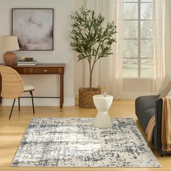Nourison Quarry Ivory Grey Indoor Only Abstract Rug QUA17