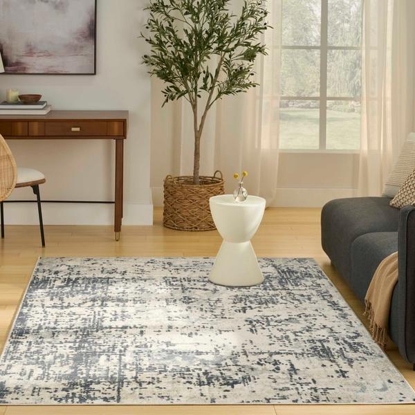 Nourison Quarry Ivory Grey Indoor Only Abstract Rug QUA17