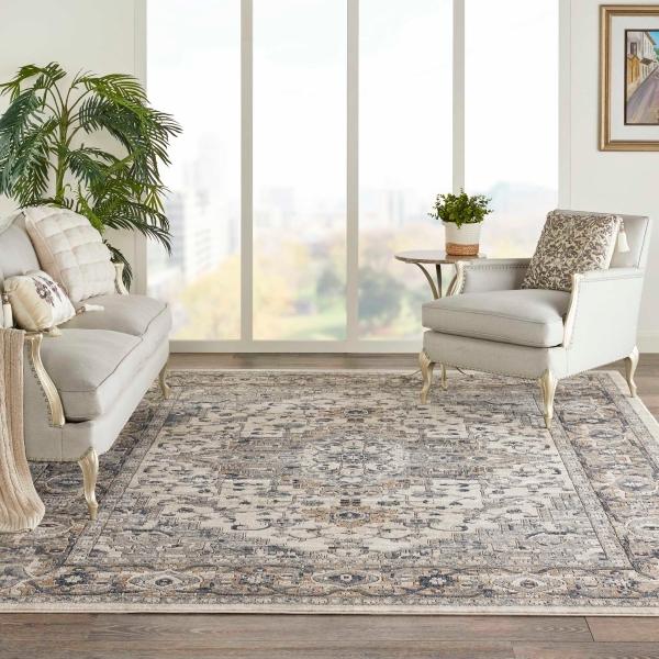 Nourison Quarry Ivory Grey Indoor Only Persian Rug QUA05 Home