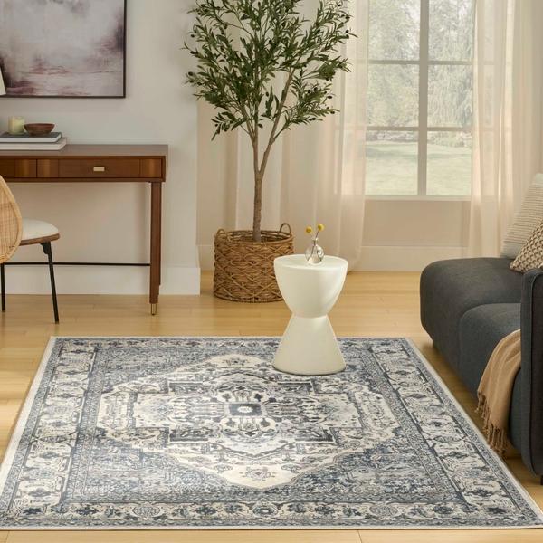 Nourison Quarry Ivory Navy Indoor Only Persian Rug QUA18