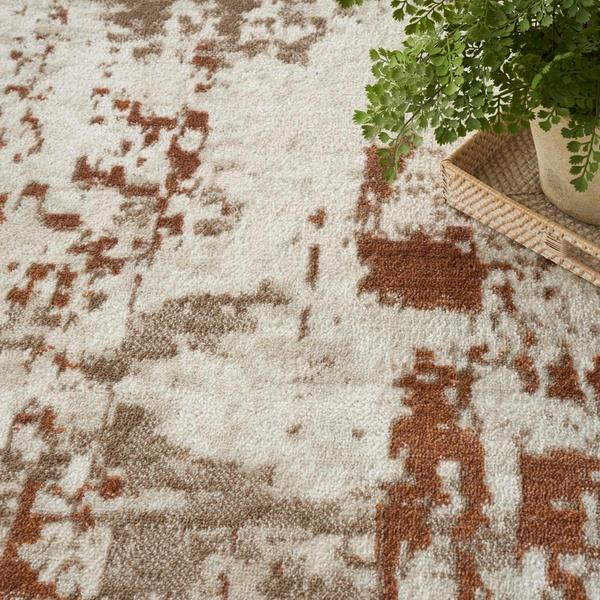 Nourison Quarry Ivory Rust Indoor Only Abstract Rug QUA01
